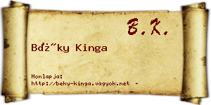 Béky Kinga névjegykártya