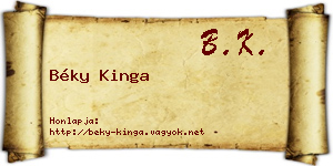 Béky Kinga névjegykártya
